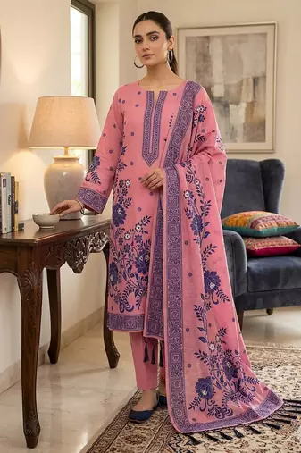 Premium floral printed jamdani muga cotton salwar kameez material