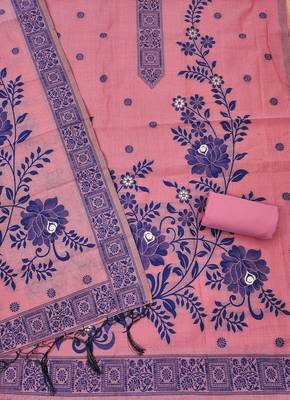 Premium floral printed jamdani muga cotton salwar kameez material 3