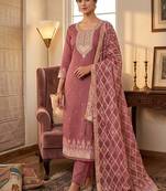 Traditional muga cotton suit set with intricate jamdani work
