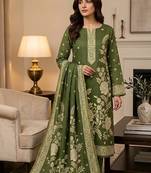 Premium floral printed jamdani muga cotton salwar kameez material