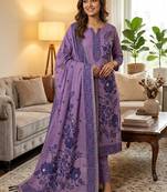 Premium floral printed jamdani muga cotton salwar kameez material