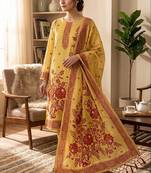 Premium floral printed jamdani muga cotton salwar kameez material