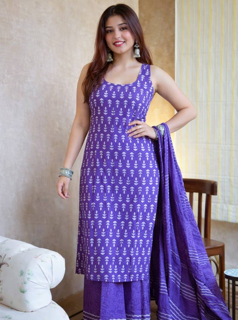 Women Ethnic Motifs Printed Regular Kurta with Palazzos & With Dupatta
