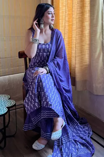 Women Ethnic Motifs Printed Regular Kurta with Palazzos & With Dupatta