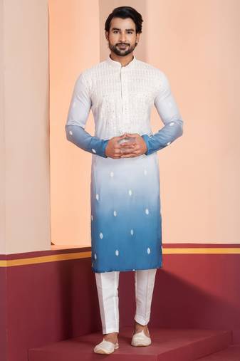Multi color silky silk premium designer festive wear kurta trouser set