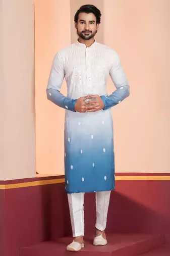 Multi color silky silk premium designer festive wear kurta trouser set