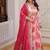 Pink russian silk embroidery zari sequins-work readymade gown with dupatta set