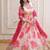 Pink russian silk embroidery zari sequins-work readymade gown with dupatta set
