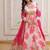 Pink russian silk embroidery zari sequins-work readymade gown with dupatta set