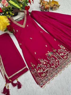 pink pure star georgette kurta set with bead embroidery 4