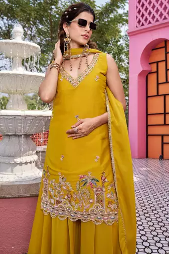 Womens new stylish moti beads with cording sequence thread embroidery work kurta set