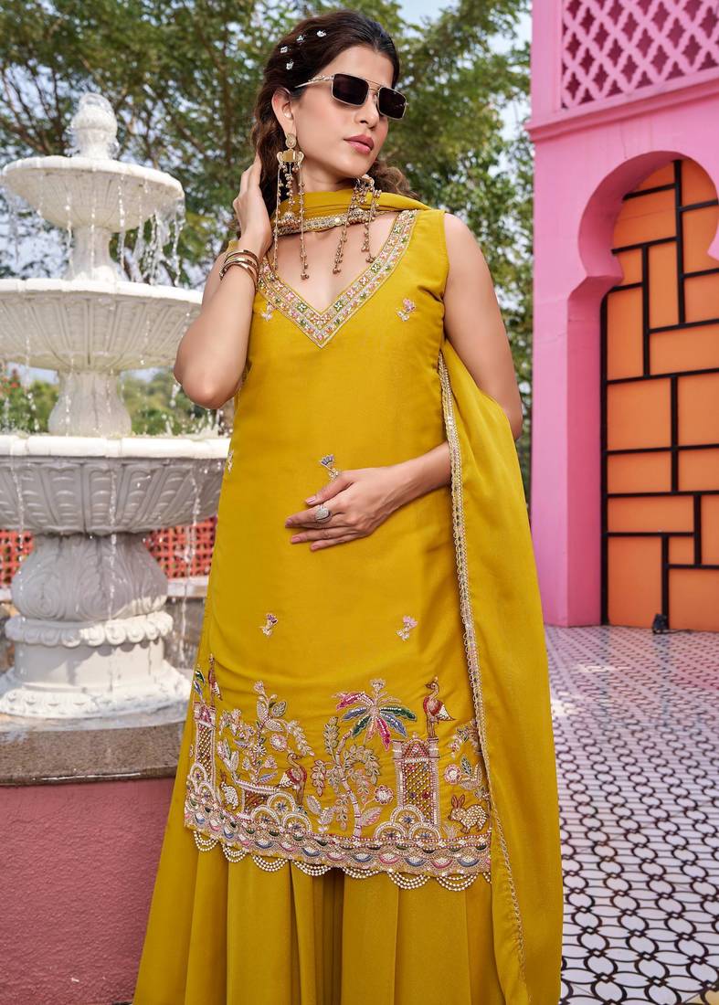 Womens new stylish moti beads with cording sequence thread embroidery work kurta set