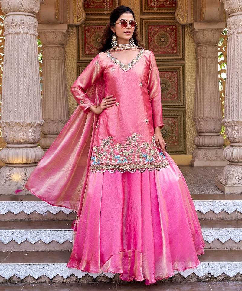 Womens new stylish moti beads with cording sequence thread embroidery work kurta set