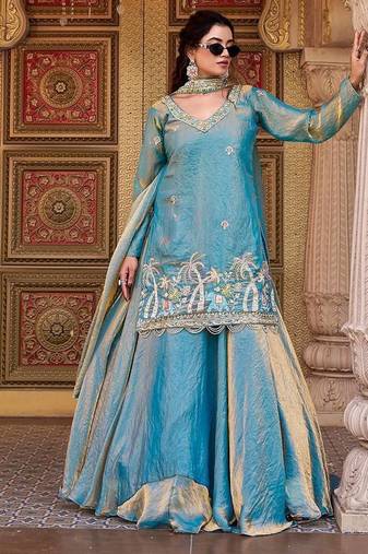 Womens new stylish moti beads with cording sequence thread embroidery work kurta set
