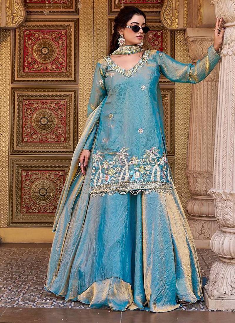 Womens new stylish moti beads with cording sequence thread embroidery work kurta set