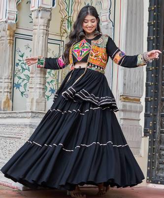 pure cotton koti lehenga set with gamthi work 2
