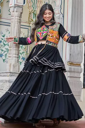 pure cotton koti lehenga set with gamthi work