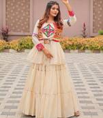 Womens new   heavy gamthi work with mirror lace work gown set