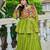 Womens new stylish  heavy gamthi work with mirror lace work gown set