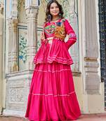 Womens new   heavy gamthi work with mirror lace work gown set