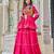 Womens new stylish  heavy gamthi work with mirror lace work gown set