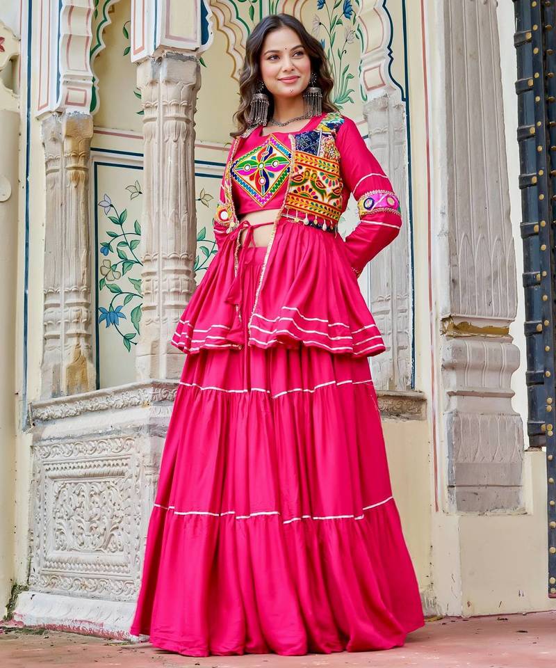 Womens new stylish  heavy gamthi work with mirror lace work gown set