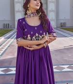 Womens heavy cording sequence & beads embroidery work gown set
