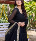 Womens new stylish heavy sequence embroidery work gown set