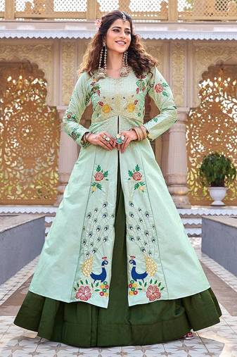 Womens new simply wear embroidery sequence with thread work gown set