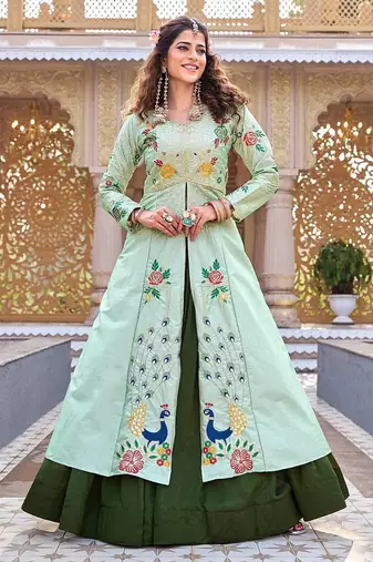 Womens new simply wear embroidery sequence with thread work gown set