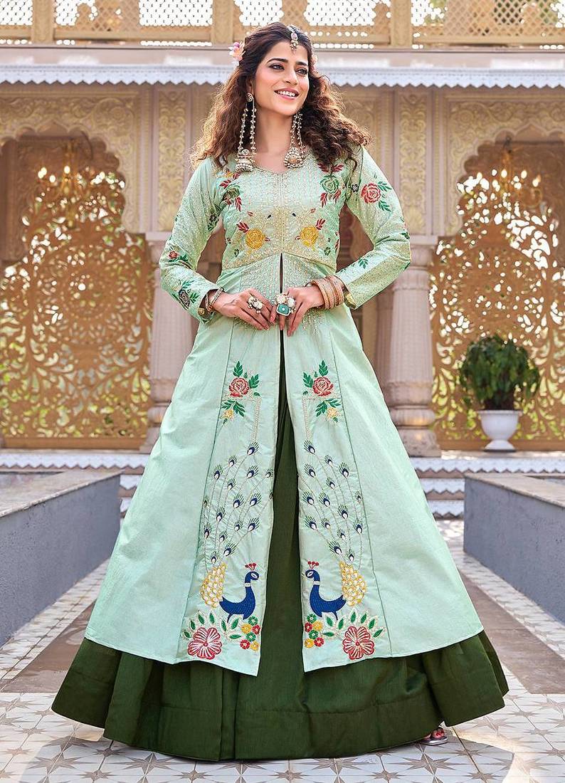 Womens new simply wear embroidery sequence with thread work gown set
