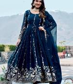 Womens heavy cording sequence & beads embroidery work gown set