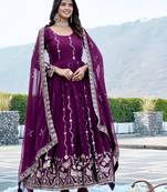 Womens heavy cording sequence & beads embroidery work gown set