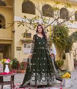 Womens casual party wear heavy 7mm sequence embroidery work gown set