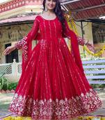 Womens casual party wear heavy 5mm sequence embroidery work gown set