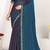 Designer teal blue zarkan work two tone satin silk saree