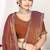 Designer rust heavy zarkan work two tone satin silk saree