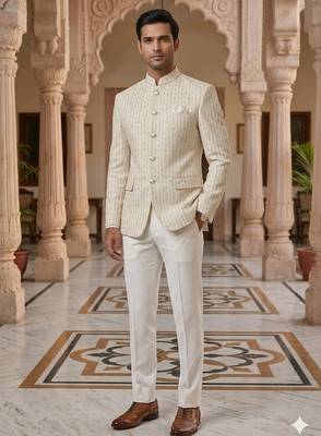 White imported soft golden jari jodhpuri for men 2