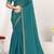 Designer sky blue heavy zarkan work two tone satin silk saree