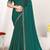 Designer rama green zarkan work two tone satin silk saree