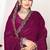 Designer wine heavy zarkan work two tone satin silk saree