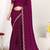 Designer wine heavy zarkan work two tone satin silk saree