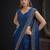 Indian teal blue heavy hand work zarkan border silk saree