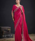 Indian rani heavy hand work zarkan border silk saree