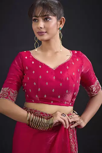 rani heavy handwork zarkan border satin silk saree