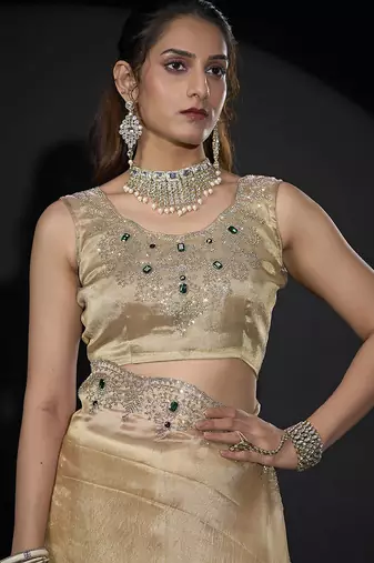 beige handwork zarkan border kanjivaram silk saree