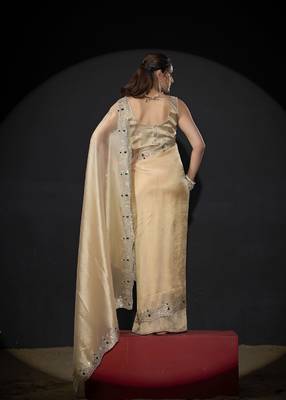 beige handwork zarkan border kanjivaram silk saree 4