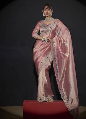 pink handwork zarkan border kanjivaram silk saree 1