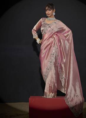 pink handwork zarkan border kanjivaram silk saree 5