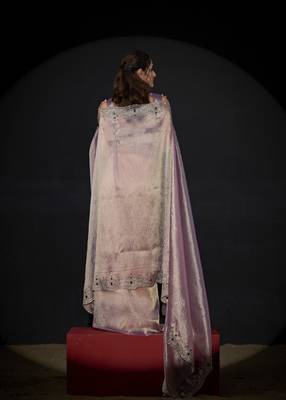 designer lavender handwork zarkan border kanjivaram silk saree 4